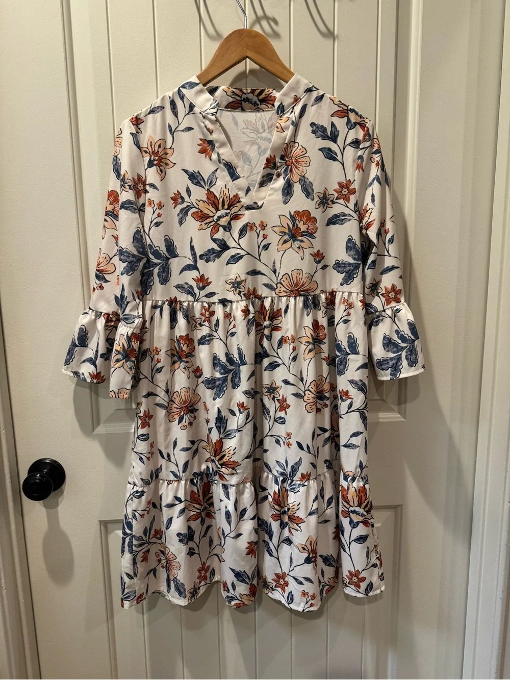 Emery Rose Floral Tiered Boho Smock Dress Small - Picture 1 of 7